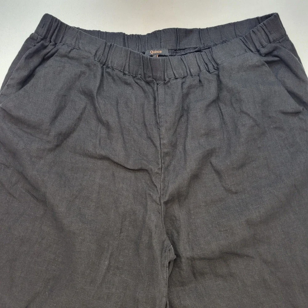 Quince Linen Pants Womens XL Black Relaxed Straight Leg 100% European Linen